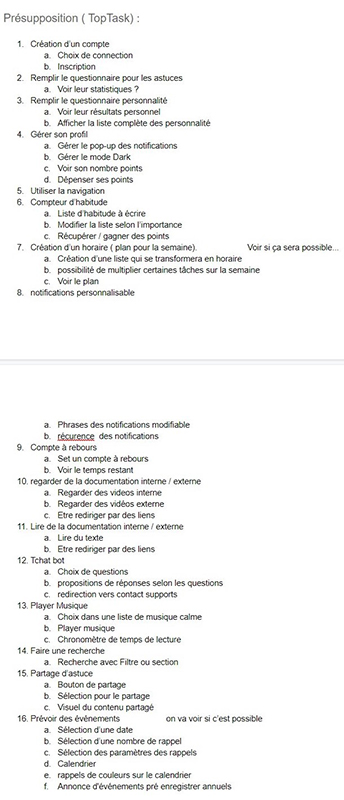 Liste des top tasks